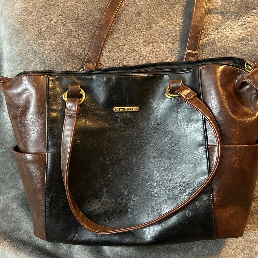 Stone & Co. Elegant Black and Brown Tote
